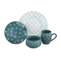 Baum Moroccan Turq 16-pc. Stoneware Dinnerware Set