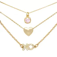 Mixit 3-pc. Cubic Zirconia Copper 18 Inch Cable Heart Necklace Set