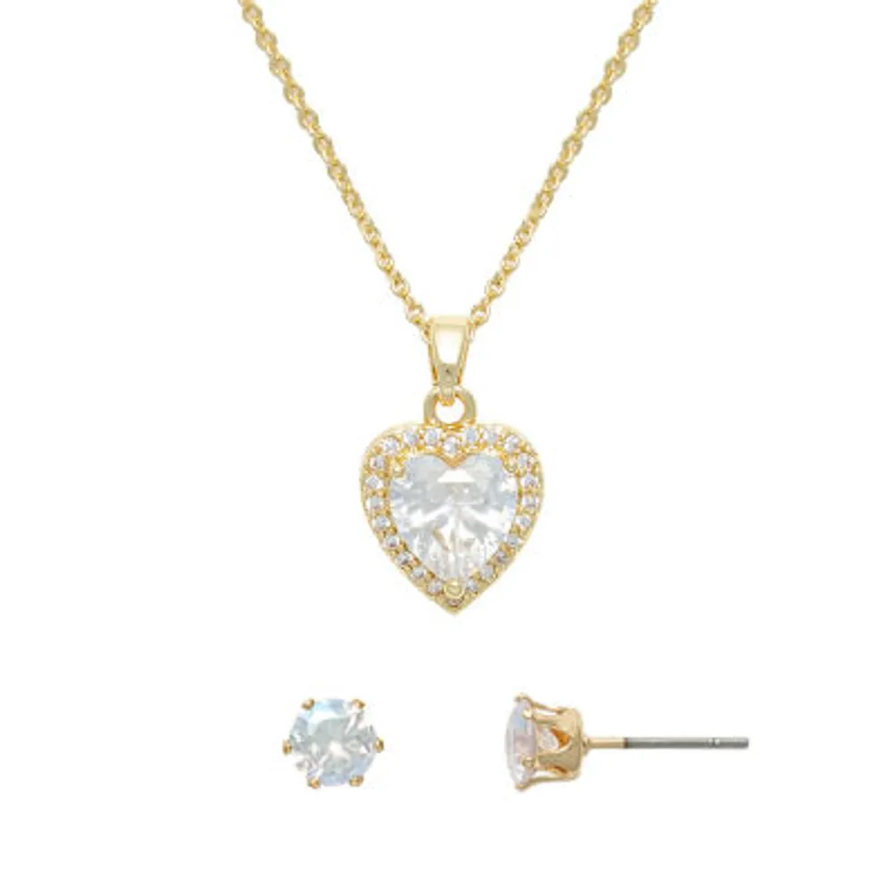 Mixit Hypoallergenic Gold Tone Pendant Necklace & Stud Earrings 2-pc. Heart Jewelry Set