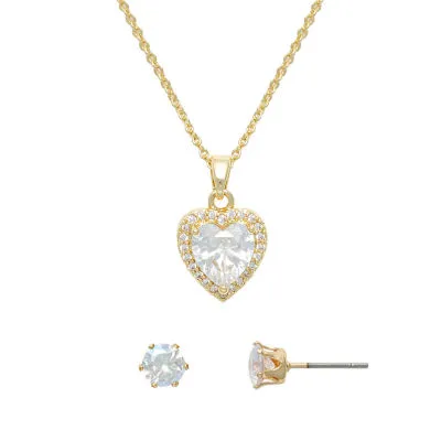 Mixit Hypoallergenic Gold Tone Pendant Necklace & Stud Earrings 2-pc. Heart Jewelry Set