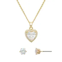 Mixit Hypoallergenic Gold Tone Pendant Necklace & Stud Earrings 2-pc. Heart Jewelry Set