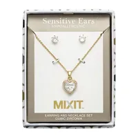 Mixit Hypoallergenic Gold Tone Pendant Necklace & Stud Earrings 2-pc. Heart Jewelry Set