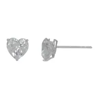 Toc 1 CT. T.W. White Cubic Zirconia 10K White Gold 5mm Heart Stud Earrings