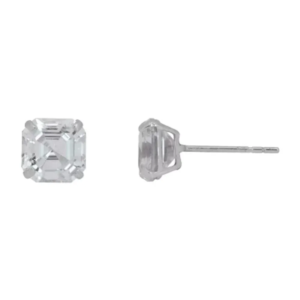 Toc 2 1/2 CT. White Cubic Zirconia 10K White Gold 7mm Stud Earrings