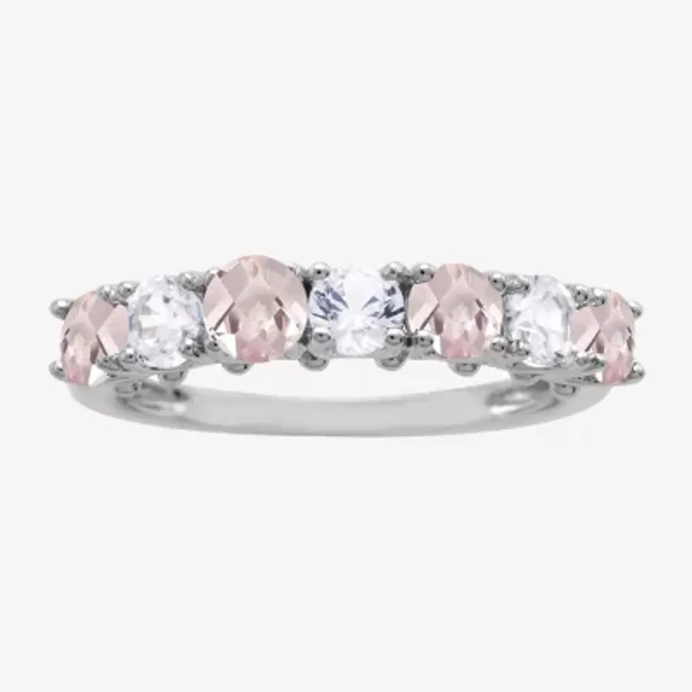 Lab Created Pink Sapphire Sterling Silver Band