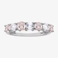 Lab Created Pink Sapphire Sterling Silver Band