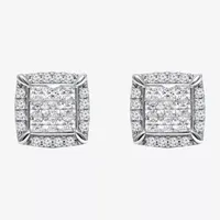 1/2 CT. T.W. Natural White Diamond 10K White Gold 7.6mm Cushion Stud Earrings