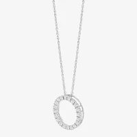 Womens Diamond Accent Natural White Diamond Sterling Silver Circle Pendant Necklace