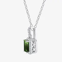Womens Genuine Green Chrome Diopside Sterling Silver Pendant Necklace