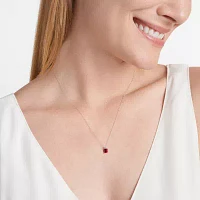 Womens Lab Created Red Ruby Sterling Silver Pendant Necklace