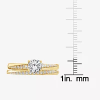 (F / Vs2) Womens 1 CT. T.W. Lab Grown White Diamond 10K Gold Round Side Stone Bridal Set
