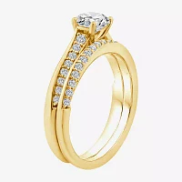 (F / Vs2) Womens 1 CT. T.W. Lab Grown White Diamond 10K Gold Round Side Stone Bridal Set