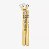 (F / Vs2) Womens 1 CT. T.W. Lab Grown White Diamond 10K Gold Round Side Stone Bridal Set