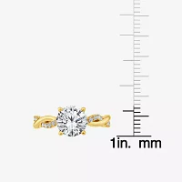(F / Vs2) Womens 2 1/4 CT. T.W. Lab Grown White Diamond 14K Gold Round Side Stone Engagement Ring