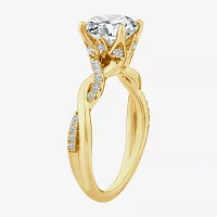 (F / Vs2) Womens 2 1/4 CT. T.W. Lab Grown White Diamond 14K Gold Round Side Stone Engagement Ring