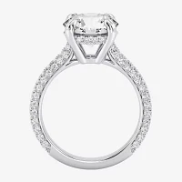 G / Si2) Womens CT. T.W. Lab Grown White Diamond 10K Gold Round Side Stone Engagement Ring