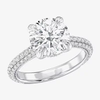 G / Si2) Womens CT. T.W. Lab Grown White Diamond 10K Gold Round Side Stone Engagement Ring