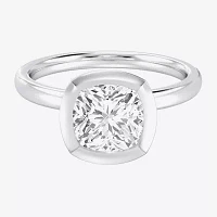 (F / Si1) Womens 3 CT. Lab Grown White Diamond 10K Gold Cushion Solitaire Engagement Ring
