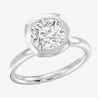 (F / Si1) Womens 3 CT. Lab Grown White Diamond 10K Gold Cushion Solitaire Engagement Ring