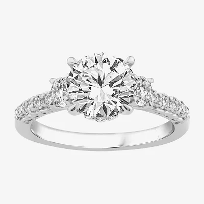 Love Lives Forever (F / Vs2) Womens 2 1/2 CT. T.W. Lab Grown White Diamond 10K Gold Round Side Stone Eternity Engagement Ring