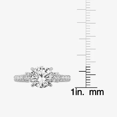 Love Lives Forever (F / Vs2) Womens 2 1/2 CT. T.W. Lab Grown White Diamond 10K White Gold Round Side Stone Eternity Engagement Ring