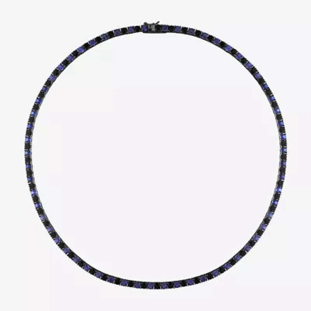 Mens Lab Created Sapphire Sterling Silver Tennis Necklaces