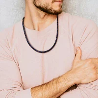 Mens Lab Created Sapphire Sterling Silver Tennis Necklaces