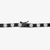 Mens Lab Created Black & White Sapphire Sterling Silver Tennis Necklaces