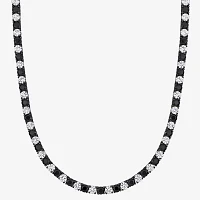 Mens Lab Created Black & White Sapphire Sterling Silver Tennis Necklaces