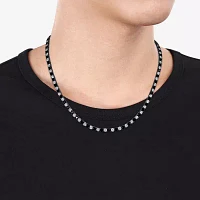 Mens Lab Created Black & White Sapphire Sterling Silver Tennis Necklaces