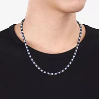 Mens Lab Created Blue & White Sapphire Sterling Silver Tennis Necklaces