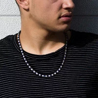 Mens Lab Created Blue & White Sapphire Sterling Silver Tennis Necklaces