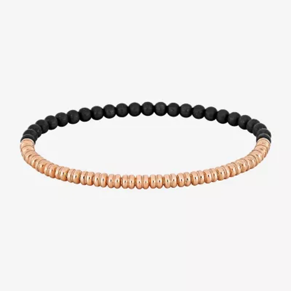 Mens 18K Gold Over Silver Titanium Stretch Bracelet