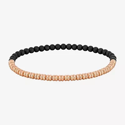 Mens 18K Gold Over Silver Titanium Stretch Bracelet