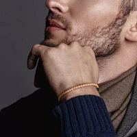 Mens 18K Gold Over Silver Titanium Stretch Bracelet