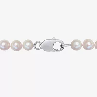 Mens White Cultured Freshwater Pearl Sterling Silver Strand Necklace