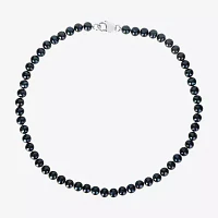 Mens Dyed Cultured Freshwater Pearl Sterling Silver Strand Necklace