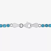 Genuine Blue Topaz Sterling Silver 7.25 Inch Tennis Bracelet