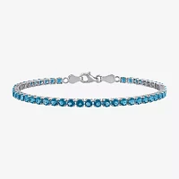 Genuine Blue Topaz Sterling Silver 7.25 Inch Tennis Bracelet