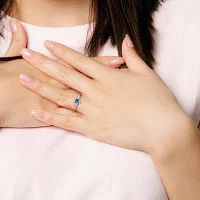 Womens Diamond Accent Genuine Blue Topaz Sterling Silver Heart Cocktail Ring