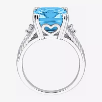 Womens Genuine Topaz Sterling Silver Cocktail Ring