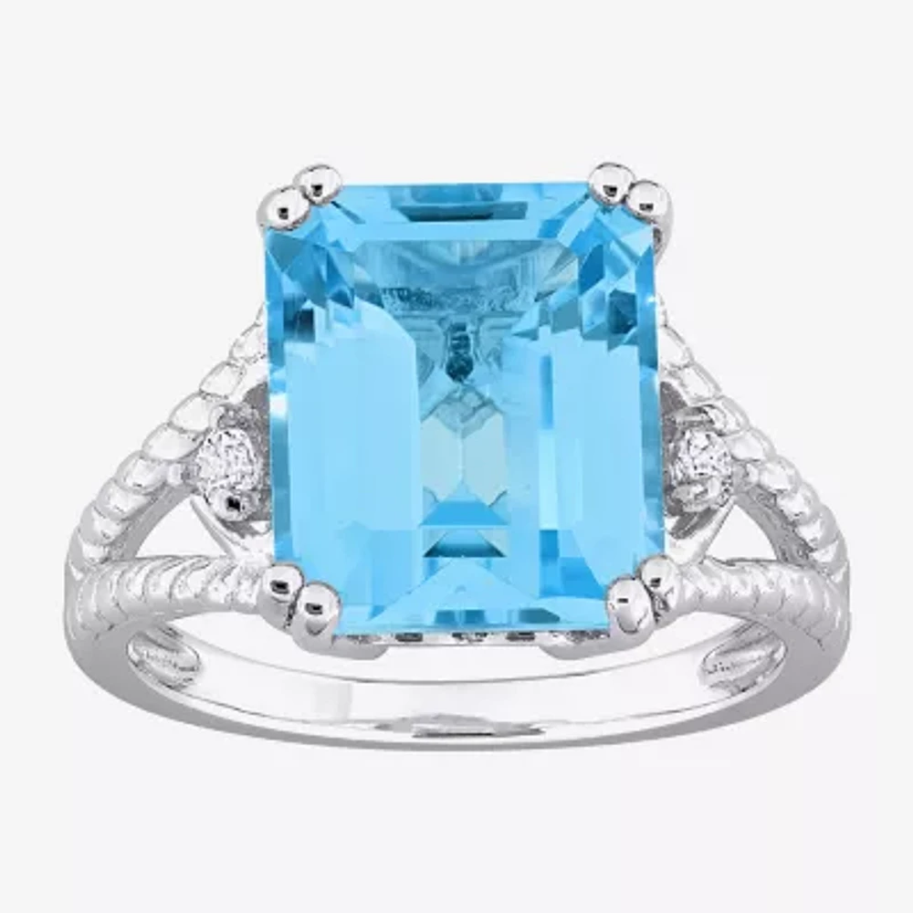 Womens Genuine Topaz Sterling Silver Cocktail Ring