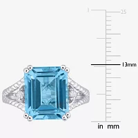 Womens Genuine Topaz Sterling Silver Cocktail Ring