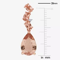 Womens Diamond Accent Genuine Pink Morganite 10K Rose Gold Pear Drop Earrings