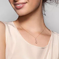 Womens Diamond Accent Genuine Pink Morganite 10K Rose Gold Pear Pendant Necklace