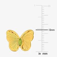 Genuine Green Peridot 18K Gold Over Silver 12mm Butterfly Stud Earrings