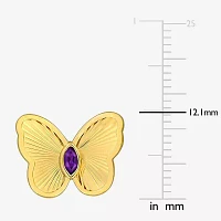 Genuine Purple Amethyst 10K Gold 12.1mm Butterfly Stud Earrings