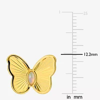 Genuine White Opal 18K Gold Over Silver 12mm Butterfly Stud Earrings