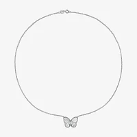 Womens Genuine Blue Aquamarine Sterling Silver Butterfly Pendant Necklaces