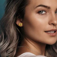 Lab Created Purple Alexandrite 18K Gold Over Silver 12mm Butterfly Stud Earrings
